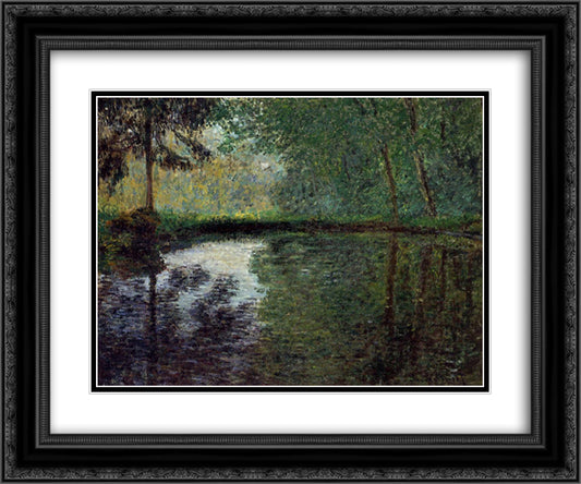 The Pond at Montgeron 2 24x20 Black Ornate Wood Framed Art Print Poster with Double Matting by Monet, Claude