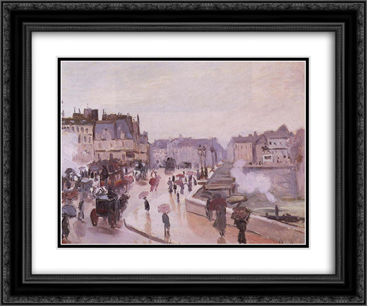 The Pont Neuf 24x20 Black Ornate Wood Framed Art Print Poster with Double Matting by Monet, Claude