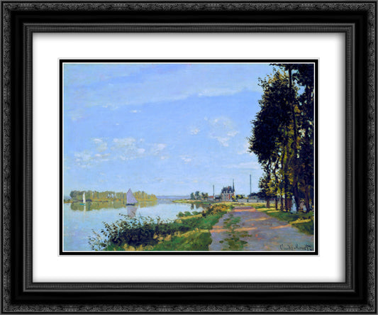 The Promenade at Argenteuil 24x20 Black Ornate Wood Framed Art Print Poster with Double Matting by Monet, Claude