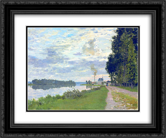 The Promenade at Argenteuil 02 24x20 Black Ornate Wood Framed Art Print Poster with Double Matting by Monet, Claude
