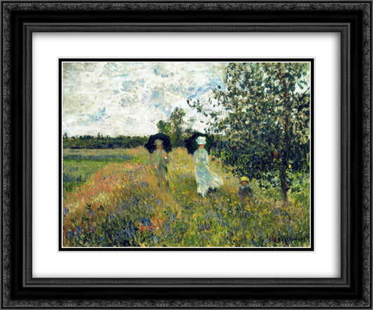 The Promenade near Argenteuil 24x20 Black Ornate Wood Framed Art Print Poster with Double Matting by Monet, Claude