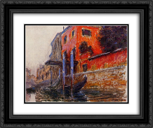 The Red House 24x20 Black Ornate Wood Framed Art Print Poster with Double Matting by Monet, Claude