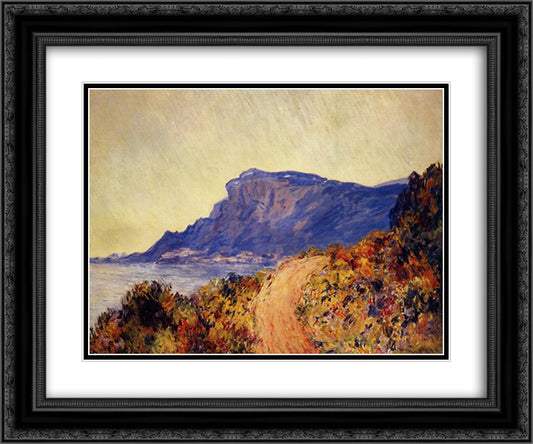 The Red Road at Cap Martin, near Menton 24x20 Black Ornate Wood Framed Art Print Poster with Double Matting by Monet, Claude