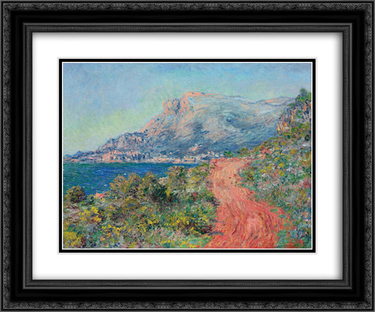 The Red Road near Menton 24x20 Black Ornate Wood Framed Art Print Poster with Double Matting by Monet, Claude