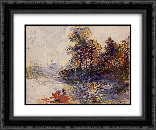 The River 24x20 Black Ornate Wood Framed Art Print Poster with Double Matting by Monet, Claude