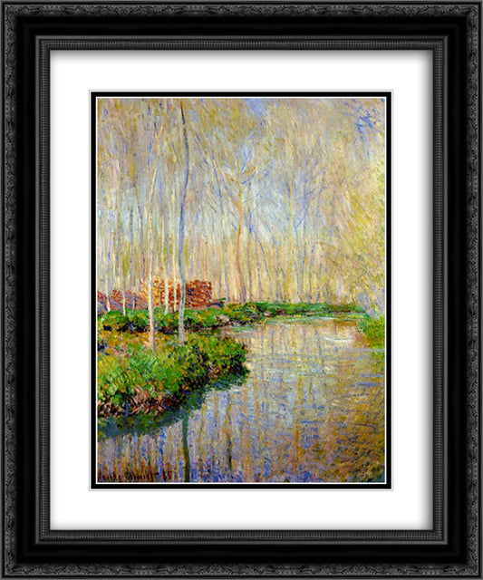 The River Epte 20x24 Black Ornate Wood Framed Art Print Poster with Double Matting by Monet, Claude