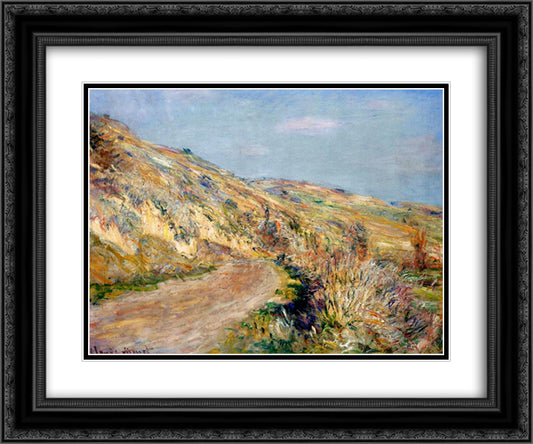 The Road to Giverny 24x20 Black Ornate Wood Framed Art Print Poster with Double Matting by Monet, Claude