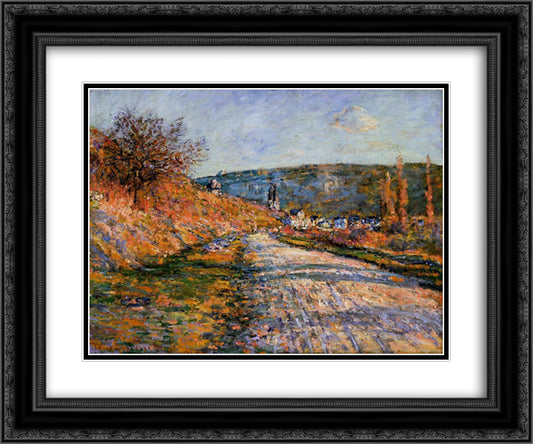 The Road to Vetheuil 24x20 Black Ornate Wood Framed Art Print Poster with Double Matting by Monet, Claude
