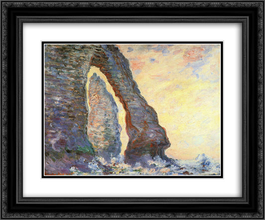 The Rock Needle Seen through the Porte d'Aval 24x20 Black Ornate Wood Framed Art Print Poster with Double Matting by Monet, Claude