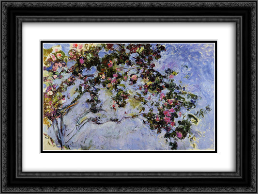 The Rose Bush 24x18 Black Ornate Wood Framed Art Print Poster with Double Matting by Monet, Claude