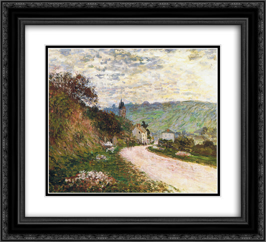 The Route a Vetheuil 22x20 Black Ornate Wood Framed Art Print Poster with Double Matting by Monet, Claude