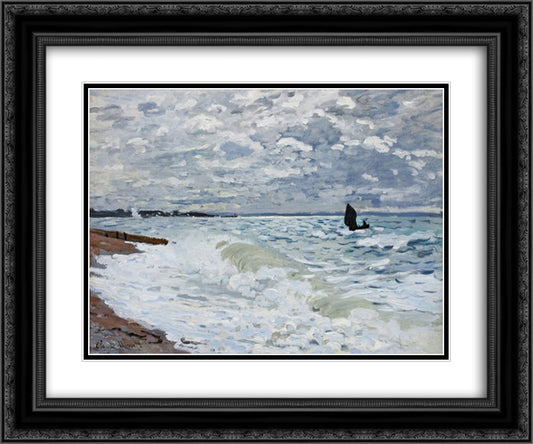 The Sea at Saint-Adresse 24x20 Black Ornate Wood Framed Art Print Poster with Double Matting by Monet, Claude