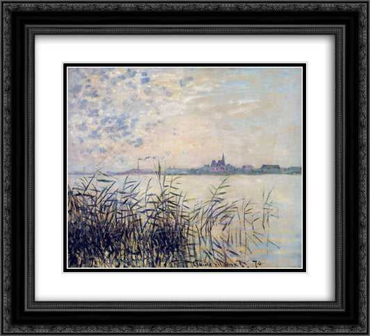 The Seine near Argenteuil 22x20 Black Ornate Wood Framed Art Print Poster with Double Matting by Monet, Claude