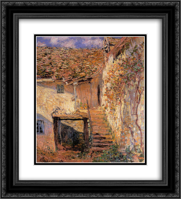 The Steps 20x22 Black Ornate Wood Framed Art Print Poster with Double Matting by Monet, Claude
