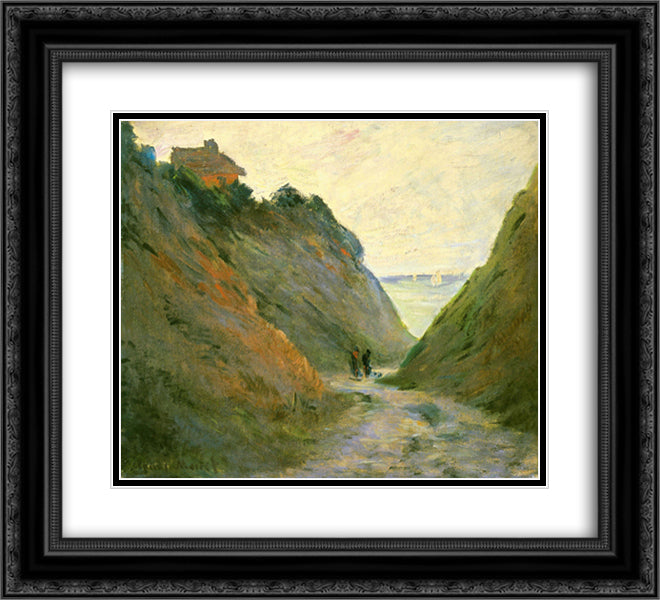 The Sunken Road in the Cliff at Varangeville 22x20 Black Ornate Wood Framed Art Print Poster with Double Matting by Monet, Claude