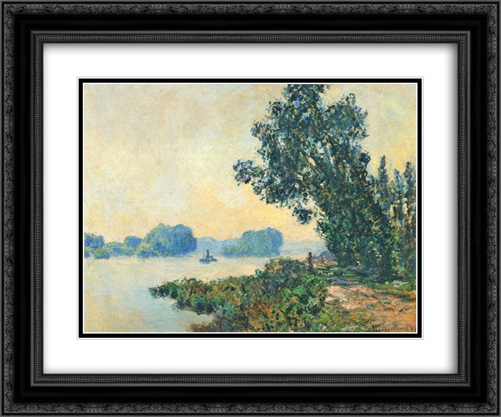 The Towpath at Granval 24x20 Black Ornate Wood Framed Art Print Poster with Double Matting by Monet, Claude