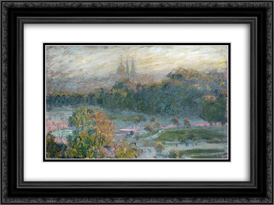 The Tuileries (study) 24x18 Black Ornate Wood Framed Art Print Poster with Double Matting by Monet, Claude