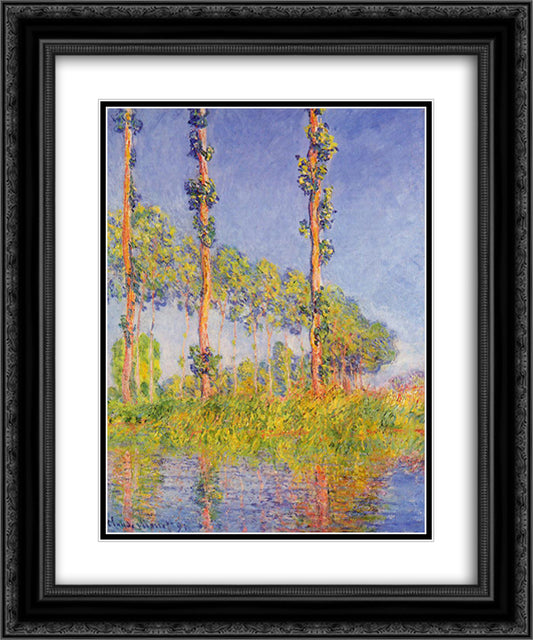 Three Trees, Autumn Effect 20x24 Black Ornate Wood Framed Art Print Poster with Double Matting by Monet, Claude
