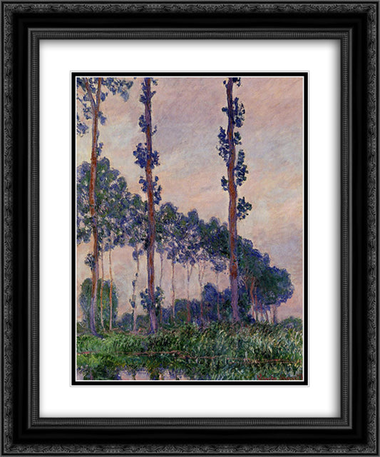 Three Trees in Grey Weather 20x24 Black Ornate Wood Framed Art Print Poster with Double Matting by Monet, Claude