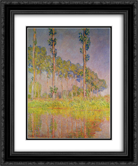 Three Trees in Spring 20x24 Black Ornate Wood Framed Art Print Poster with Double Matting by Monet, Claude