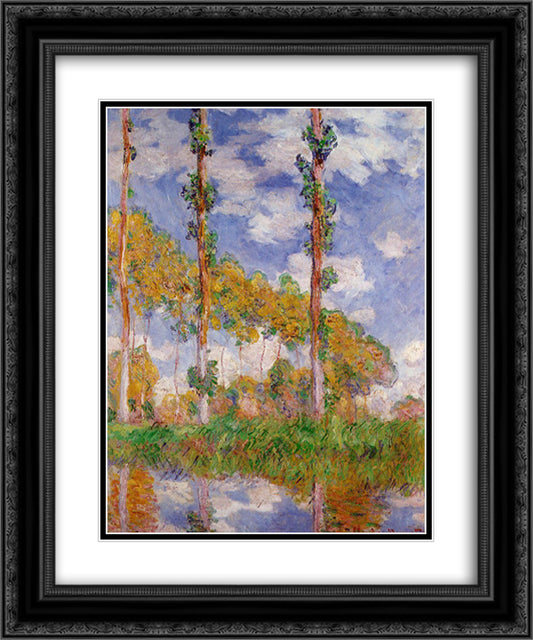 Three Trees in Summer 20x24 Black Ornate Wood Framed Art Print Poster with Double Matting by Monet, Claude