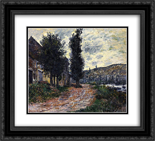 Tow Path at Lavacourt 22x20 Black Ornate Wood Framed Art Print Poster with Double Matting by Monet, Claude