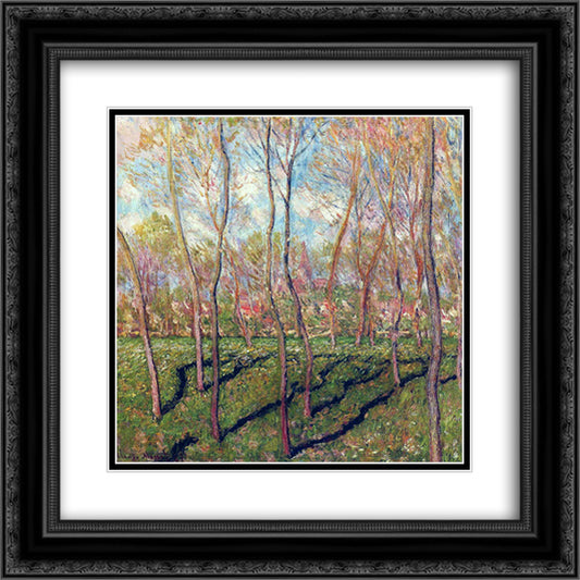Trees in Winter, View of Bennecourt 20x20 Black Ornate Wood Framed Art Print Poster with Double Matting by Monet, Claude