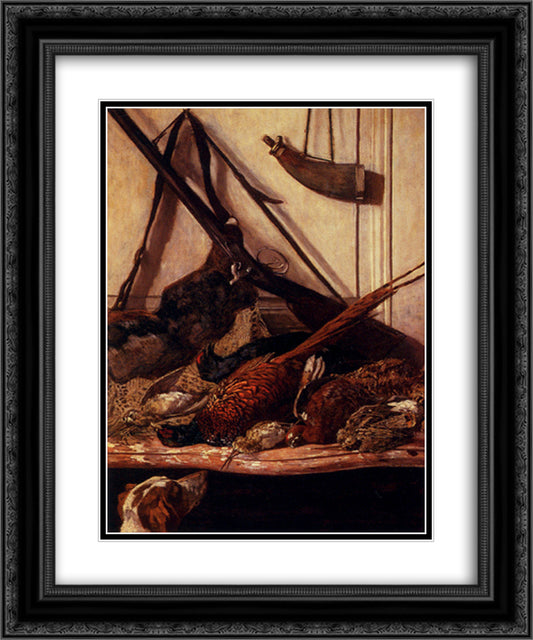 Trophies of the Hunt 20x24 Black Ornate Wood Framed Art Print Poster with Double Matting by Monet, Claude