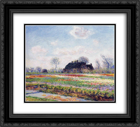 Tulip Fields at Sassenheim, near Leiden 22x20 Black Ornate Wood Framed Art Print Poster with Double Matting by Monet, Claude