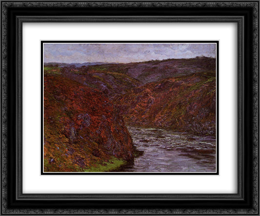 Valley of the Creuse, Grey Sky 24x20 Black Ornate Wood Framed Art Print Poster with Double Matting by Monet, Claude