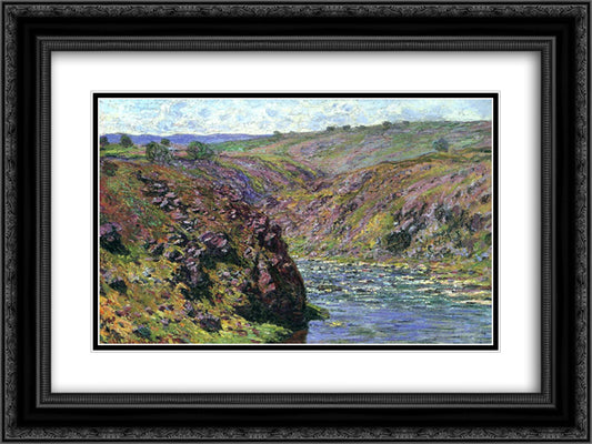 Valley of the Creuse, Sunlight Effect 24x18 Black Ornate Wood Framed Art Print Poster with Double Matting by Monet, Claude
