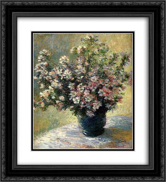 Vase of Flowers 20x22 Black Ornate Wood Framed Art Print Poster with Double Matting by Monet, Claude