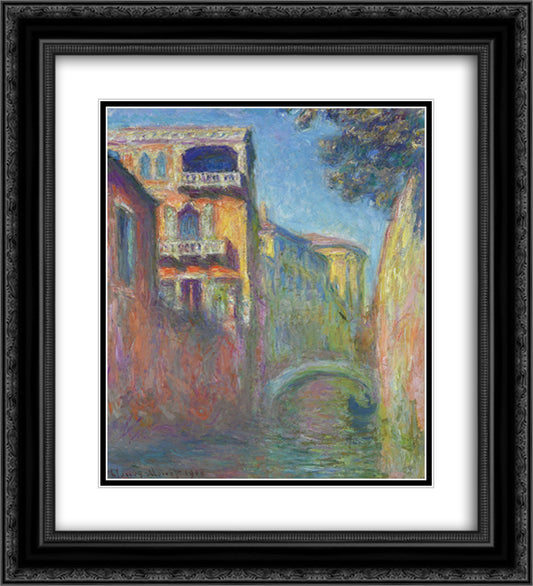 Venice, Rio de Santa Salute 20x22 Black Ornate Wood Framed Art Print Poster with Double Matting by Monet, Claude