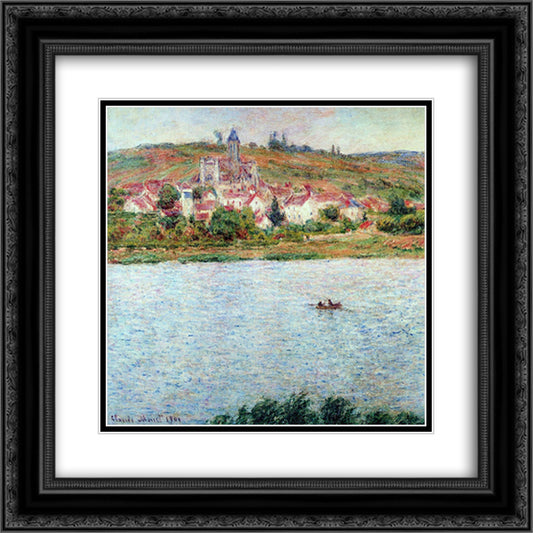 Vetheuil, Morning Effect 20x20 Black Ornate Wood Framed Art Print Poster with Double Matting by Monet, Claude