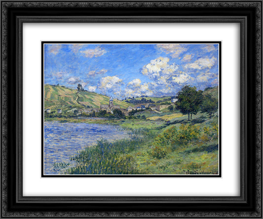 Vetheuil, Paysage 24x20 Black Ornate Wood Framed Art Print Poster with Double Matting by Monet, Claude