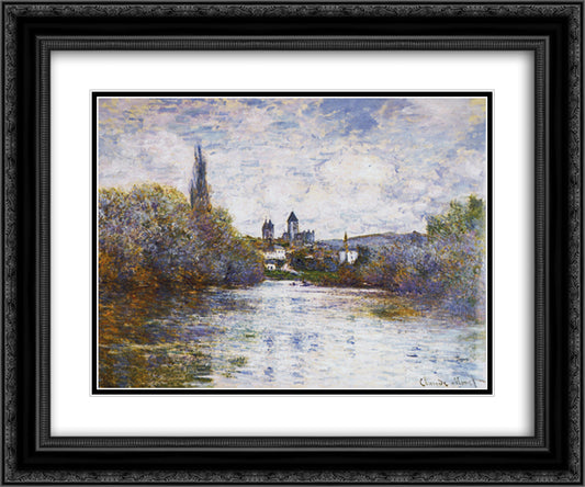 Vetheuil, The Small Arm of the Seine 24x20 Black Ornate Wood Framed Art Print Poster with Double Matting by Monet, Claude