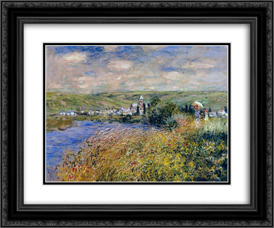 Vetheuil Seen from Ile Saint Martin 24x20 Black Ornate Wood Framed Art Print Poster with Double Matting by Monet, Claude