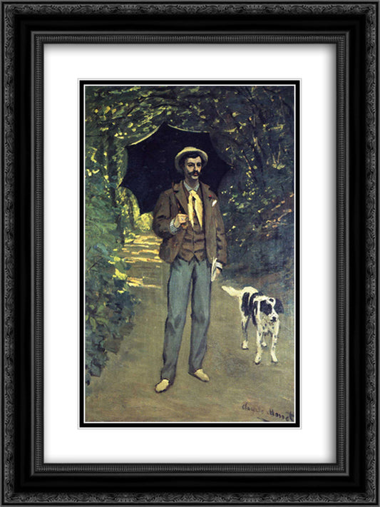 Victor Jacquemont Holding a Parasol 18x24 Black Ornate Wood Framed Art Print Poster with Double Matting by Monet, Claude