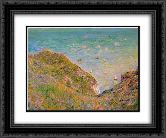 View from the Cliff at Pourville, Bright Weather 24x20 Black Ornate Wood Framed Art Print Poster with Double Matting by Monet, Claude