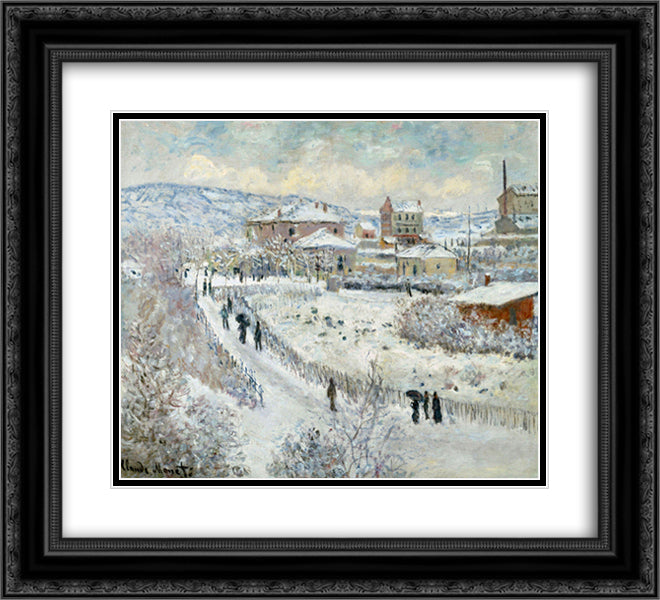 View of Argenteuil in the Snow 22x20 Black Ornate Wood Framed Art Print Poster with Double Matting by Monet, Claude