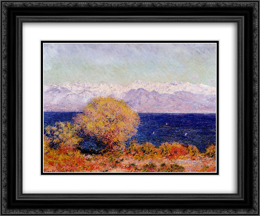 View of Cap d'Antibes 24x20 Black Ornate Wood Framed Art Print Poster with Double Matting by Monet, Claude