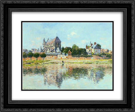 View of the Church at Vernon 24x20 Black Ornate Wood Framed Art Print Poster with Double Matting by Monet, Claude