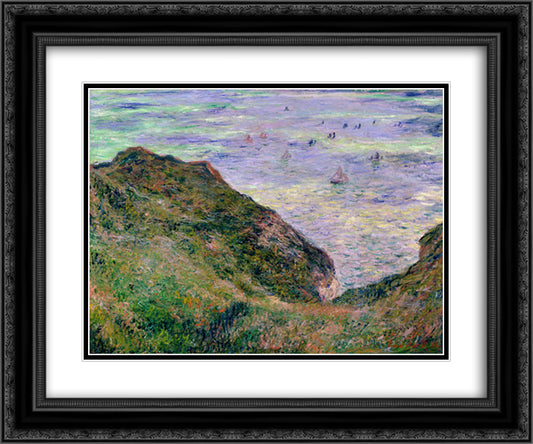 View Over the Sea 24x20 Black Ornate Wood Framed Art Print Poster with Double Matting by Monet, Claude