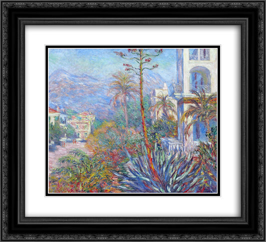 Villas at Bordighera 22x20 Black Ornate Wood Framed Art Print Poster with Double Matting by Monet, Claude