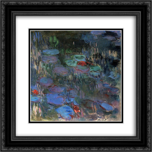 Water Lilies, Reflections of Weeping Willows (right half) 20x20 Black Ornate Wood Framed Art Print Poster with Double Matting by Monet, Claude