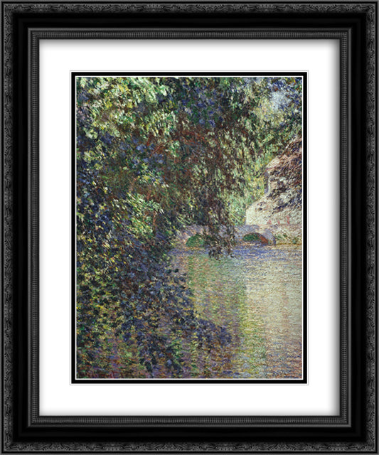 Watermill at Limetz 20x24 Black Ornate Wood Framed Art Print Poster with Double Matting by Monet, Claude