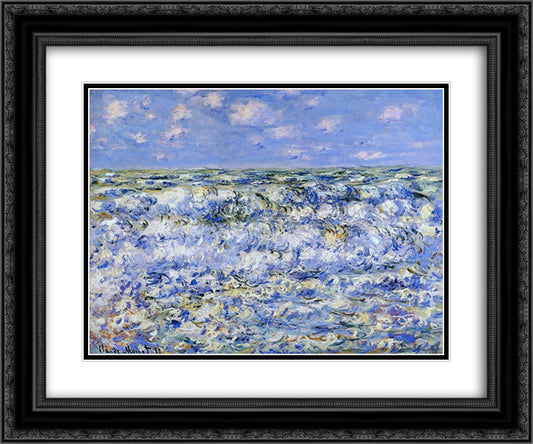 Waves Breaking 24x20 Black Ornate Wood Framed Art Print Poster with Double Matting by Monet, Claude
