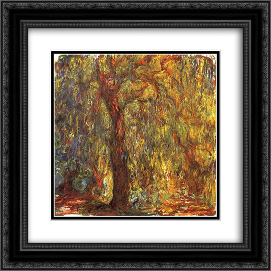 Weeping Willow 20x20 Black Ornate Wood Framed Art Print Poster with Double Matting by Monet, Claude