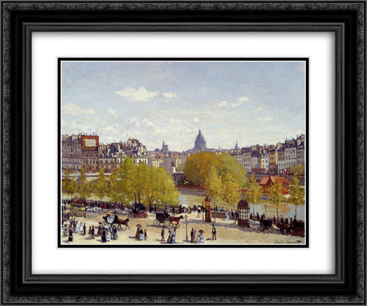 Wharf of Louvre, Paris 24x20 Black Ornate Wood Framed Art Print Poster with Double Matting by Monet, Claude