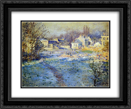 White Frost 24x20 Black Ornate Wood Framed Art Print Poster with Double Matting by Monet, Claude